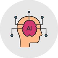 artificial inteligência linha preenchidas luz círculo ícone vetor