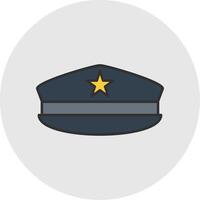 militares chapéu linha preenchidas luz círculo ícone vetor