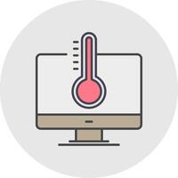 temperatura linha preenchidas luz círculo ícone vetor