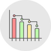 Barra gráfico linha preenchidas luz círculo ícone vetor