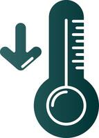 baixo temperatura glifo gradiente verde ícone vetor