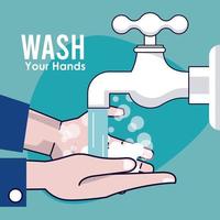 pôster da campanha lave suas mãos com água da torneira vetor