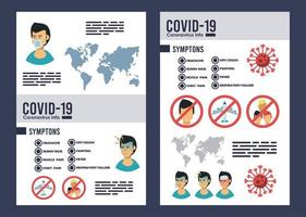 infográfico de vírus corona com sintomas e métodos de prevenção vetor