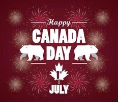 pôster de celebração do dia do Canadá primeiro de julho com ursos vetor