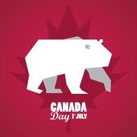 pôster de celebração do dia do Canadá primeiro de julho com urso vetor