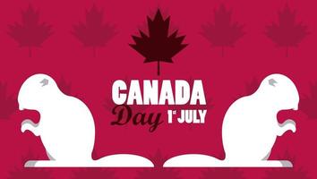 pôster de celebração do dia do Canadá primeiro de julho com castores vetor