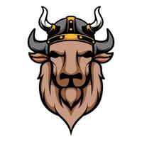 búfalo viking mascote vetor
