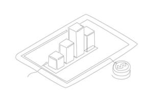 contínuo 1 linha desenhando financeiro administração conceito. rabisco vetor ilustração.