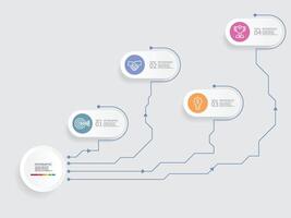 horizontal passos Linha do tempo infográfico elemento relatório fundo com o negócio linha ícone 4 passos vetor