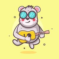 legal polar Urso animal personagem mascote jogando guitarra isolado desenho animado vetor