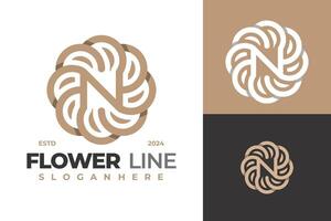 n flor flor linear logotipo Projeto vetor modelo