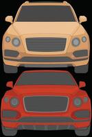 conjunto do frente Visão vetor ilustração do isolado realçar cor carro em Preto fundo, veículo dentro uma plano desenho animado estilo.