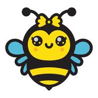 fofa amigáveis abelha. desenho animado feliz vôo abelha com grande tipo olhos. inseto personagem. vetor isolado em branco