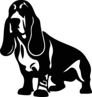 basset cão de caça Preto silhueta vetor