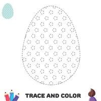 vestígio e cor ovo com círculos e pontos. caligrafia prática para crianças. atividade lazer página para pré-escolares vetor