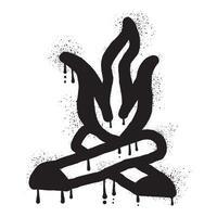 fogueira grafite desenhado com Preto spray pintura vetor