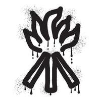 fogueira grafite desenhado com Preto spray pintura vetor