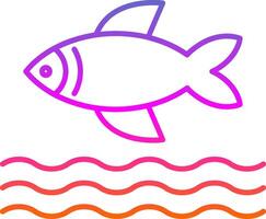peixe linha gradiente ícone vetor