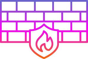 ícone de gradiente de linha de firewall vetor