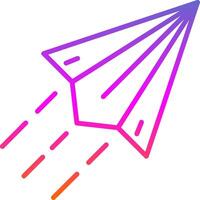 ícone de gradiente de linha de avião de papel vetor