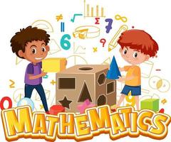 ícone da matemática com crianças e ferramentas matemáticas vetor
