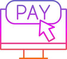 ícone de gradiente de linha de pagamento online vetor