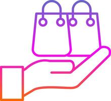 ícone de gradiente de linha de sacola de compras vetor