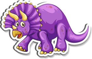 adesivo de personagem de desenho animado de dinossauro triceratops vetor