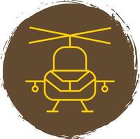 militares helicóptero linha círculo amarelo ícone vetor