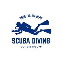 design de logotipo de mergulho, perfeito para escola de mergulho e design de logotipo de aventura subaquática vetor