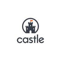 moderno castelo logotipo Projeto com bandeira e texto em uma branco fundo vetor