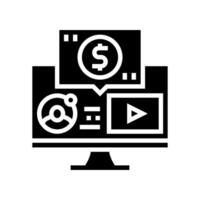 webinar monetização glifo ícone vetor ilustração