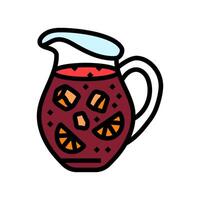 sangria jarro espanhol cozinha cor ícone vetor ilustração