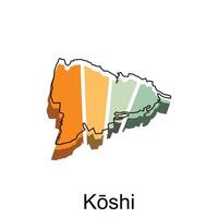 vetor mapa do koshi cidade colorida ilustração modelo Projeto em branco fundo