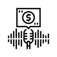 podcast monetização linha ícone vetor ilustração