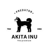 vintage retro hipster akita inu logotipo vetor esboço silhueta arte ícone