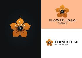 florescendo sakura ícone. uma dourado 5 pétalas logotipo floresce dentro elegância vetor