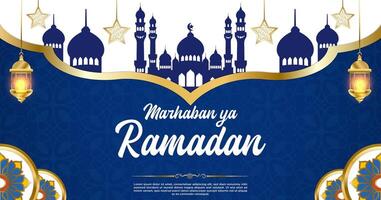 vetor azul luxo Ramadã kareem bandeira modelo