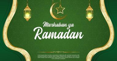 vetor verde luxo Ramadã kareem bandeira modelo