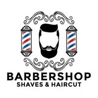 barbearia vintage logotipo modelo em isolado branco fundo vetor