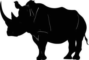 ai gerado silhueta rinoceronte animal Preto cor só cheio corpo vetor