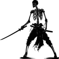 ai gerado silhueta esqueleto Guerreiro Preto cor só cheio corpo vetor