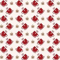café copo vermelho ícone namorados estilo na moda recorrente padronizar vetor ilustração fundo
