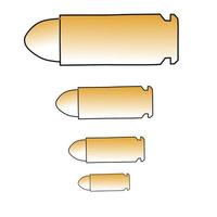 um desenho vetorial de 4 balas de pistola em um fundo brilhante vetor