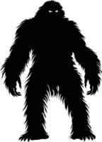 ai gerado silhueta yeti a mítico criatura antigo fera Preto cor só vetor