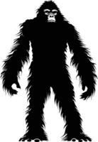 ai gerado silhueta yeti a mítico criatura antigo fera Preto cor só vetor