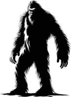 ai gerado silhueta yeti a mítico criatura antigo fera Preto cor só vetor