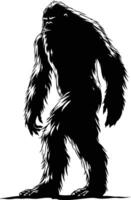 ai gerado silhueta yeti a mítico criatura antigo fera Preto cor só vetor