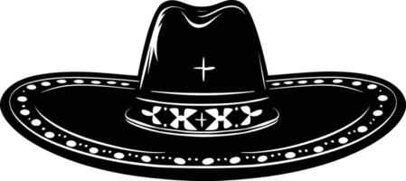 ai gerado silhueta mexicano chapéu sombrero Preto cor só vetor