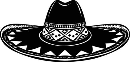 ai gerado silhueta mexicano chapéu sombrero Preto cor só vetor